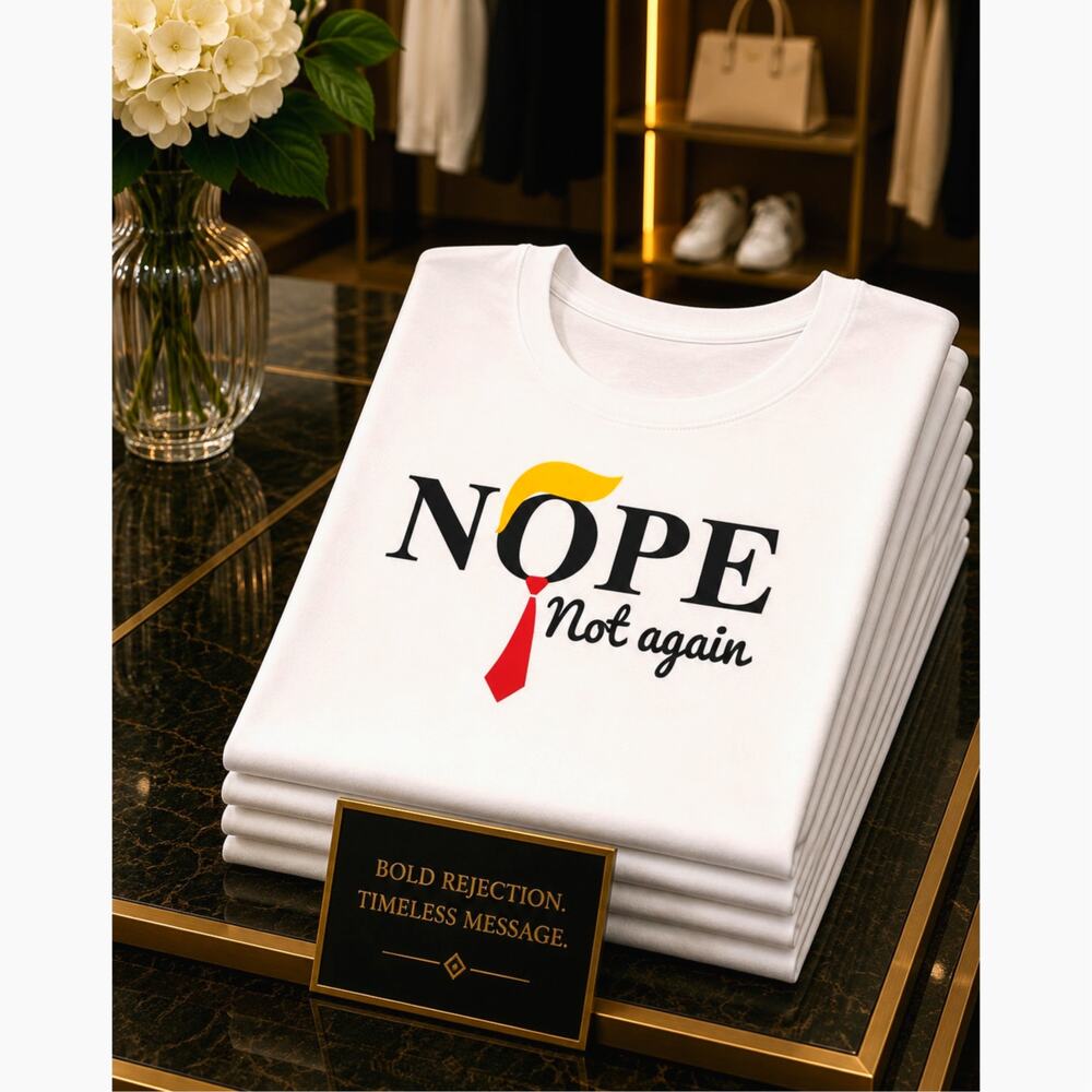 Graphic Short Sleeve Crew Neck Vote Nope Not Again White T Shirt 14